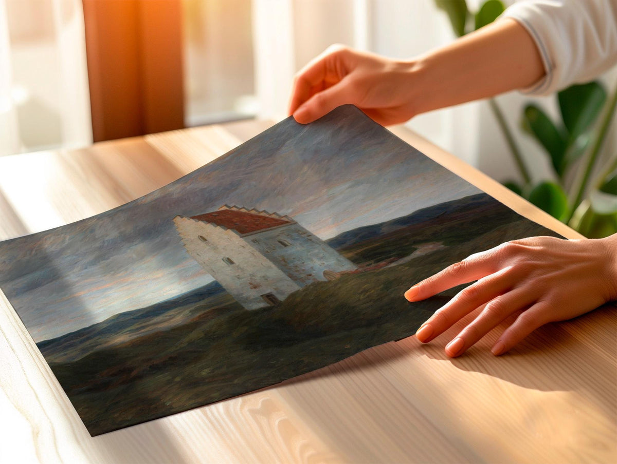 Johannes Wilhjelm, The Old Church of Skagen - Night, 1910 Danish Landscape, Skagen Church Wall Art, Nordic Realism Print