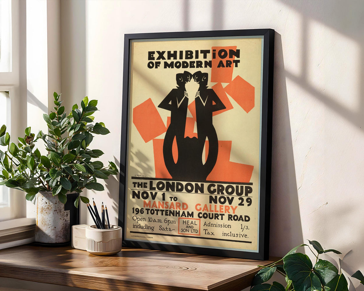 Edward McKnight Kauffer, Poster, Exhibition of Modern Art - The London Group, ca. 1915, Modernist Exhibition Poster, Bri