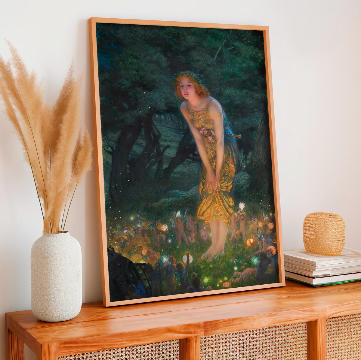 Edward Robert Hughes, Midsummer Eve - 1908 Fairy Print, Victorian Fantasy Wall Art, Woodland Night Scene, Pre-Raphaelite