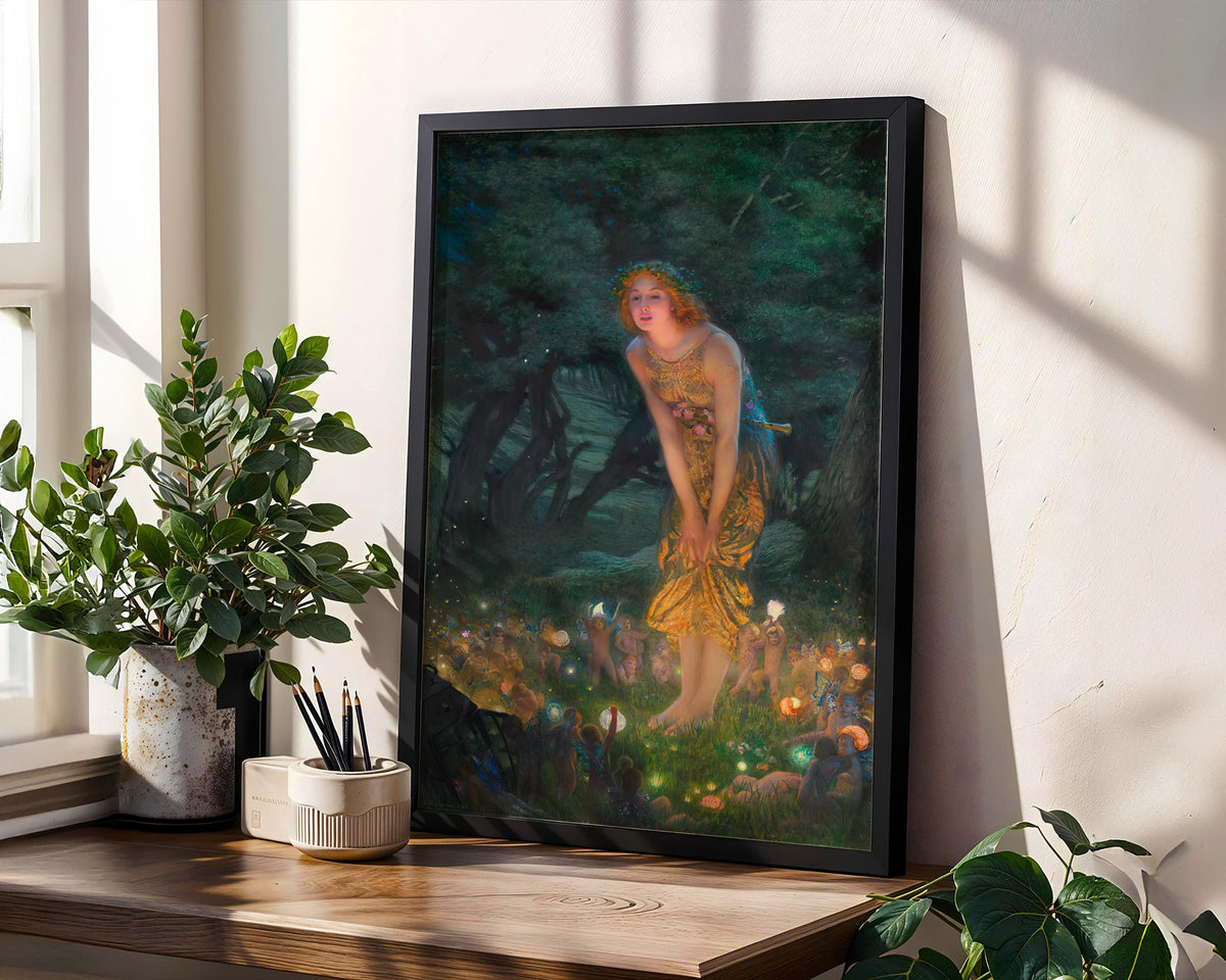 Edward Robert Hughes, Midsummer Eve - 1908 Fairy Print, Victorian Fantasy Wall Art, Woodland Night Scene, Pre-Raphaelite