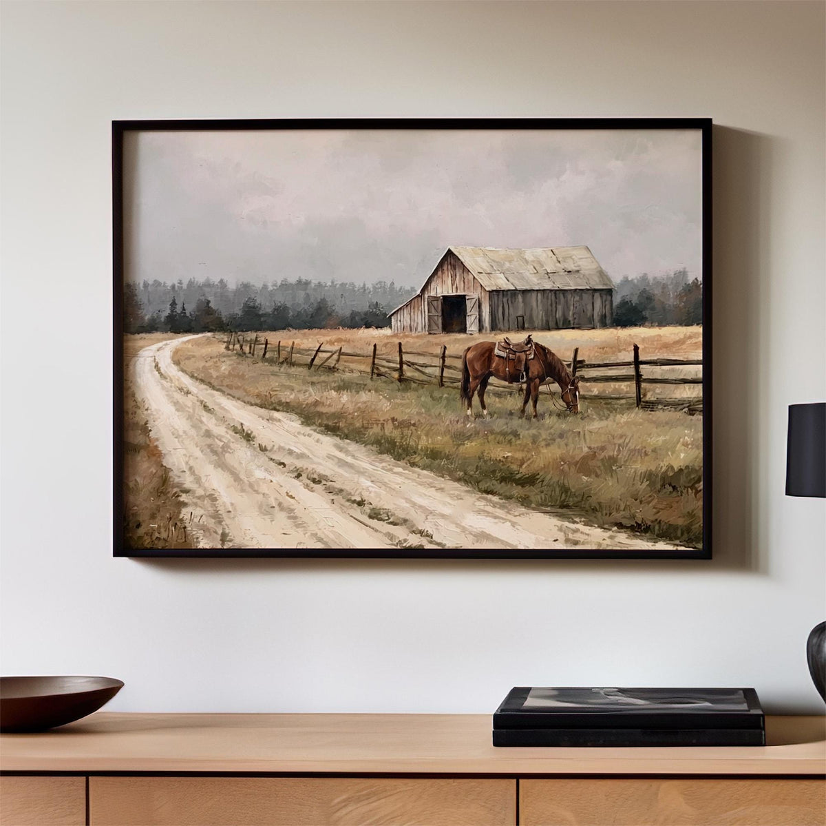 Farmhouse Wall Decor, Old Barn Painting Canvas Print, Wood Background Rustic Wall Decor, Vintage Barn Canvas, Large Farm