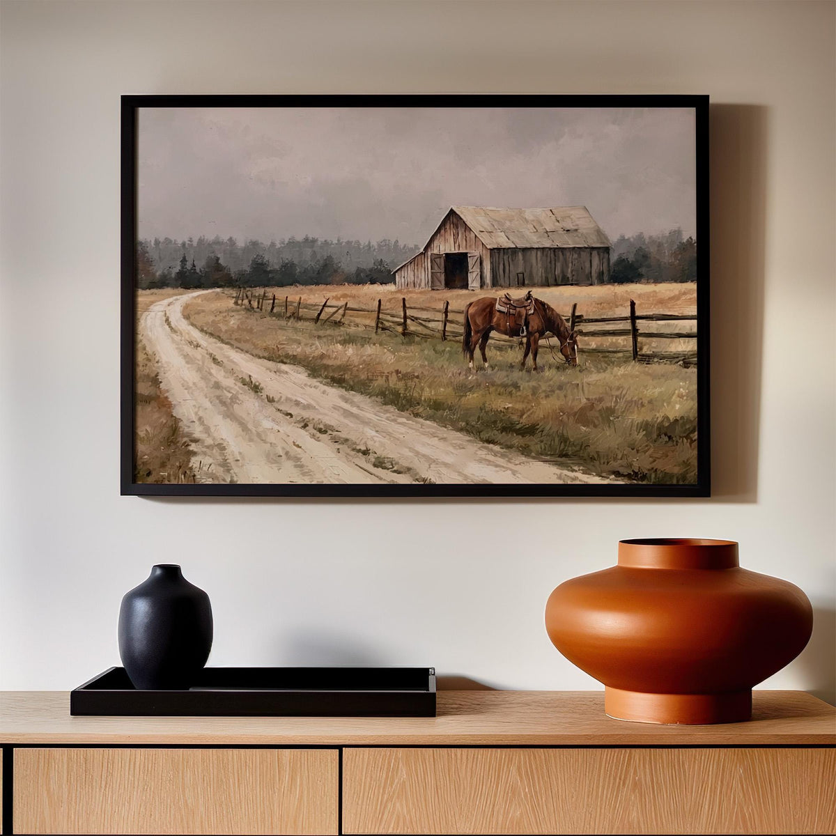 Farmhouse Wall Decor, Old Barn Painting Canvas Print, Wood Background Rustic Wall Decor, Vintage Barn Canvas, Large Farm