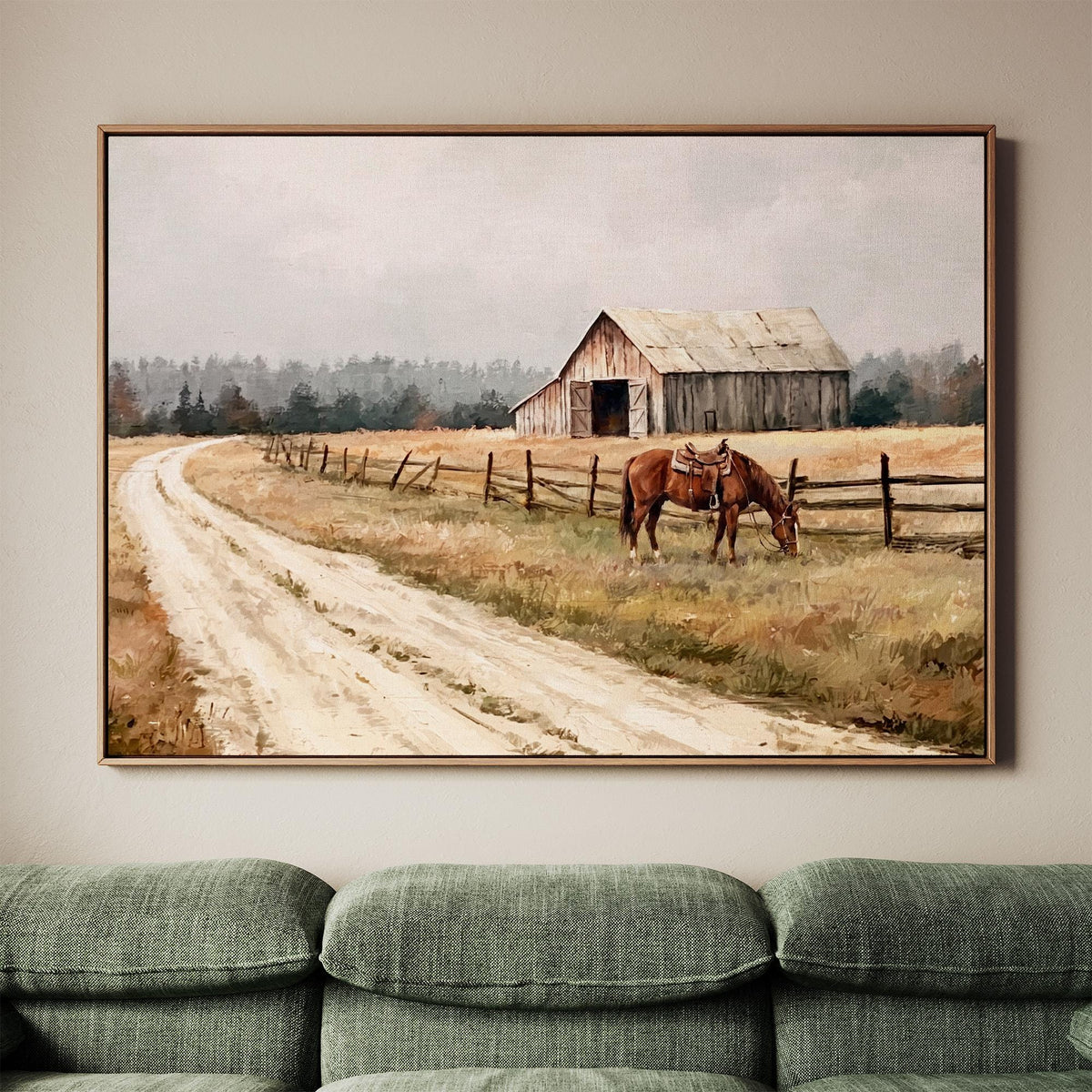 Farmhouse Wall Decor, Old Barn Painting Canvas Print, Wood Background Rustic Wall Decor, Vintage Barn Canvas, Large Farm