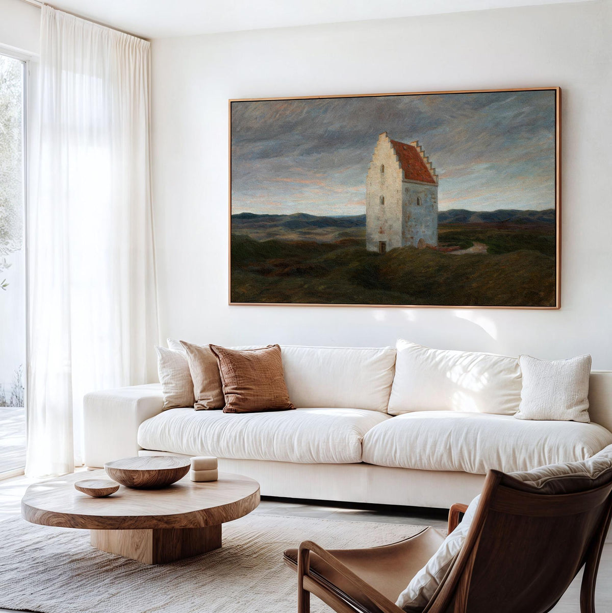 Johannes Wilhjelm, The Old Church of Skagen - Night, 1910 Danish Landscape, Skagen Church Wall Art, Nordic Realism Print