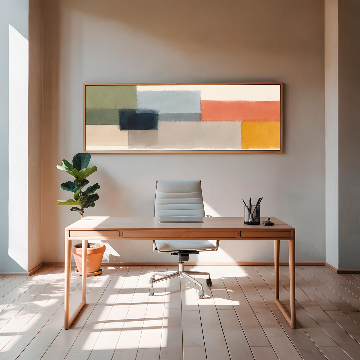 Mark Rothko Style Wall Art, Large Horizontal Framed Canvas Print for Entryway, Colorful Abstract Decor,  ART485