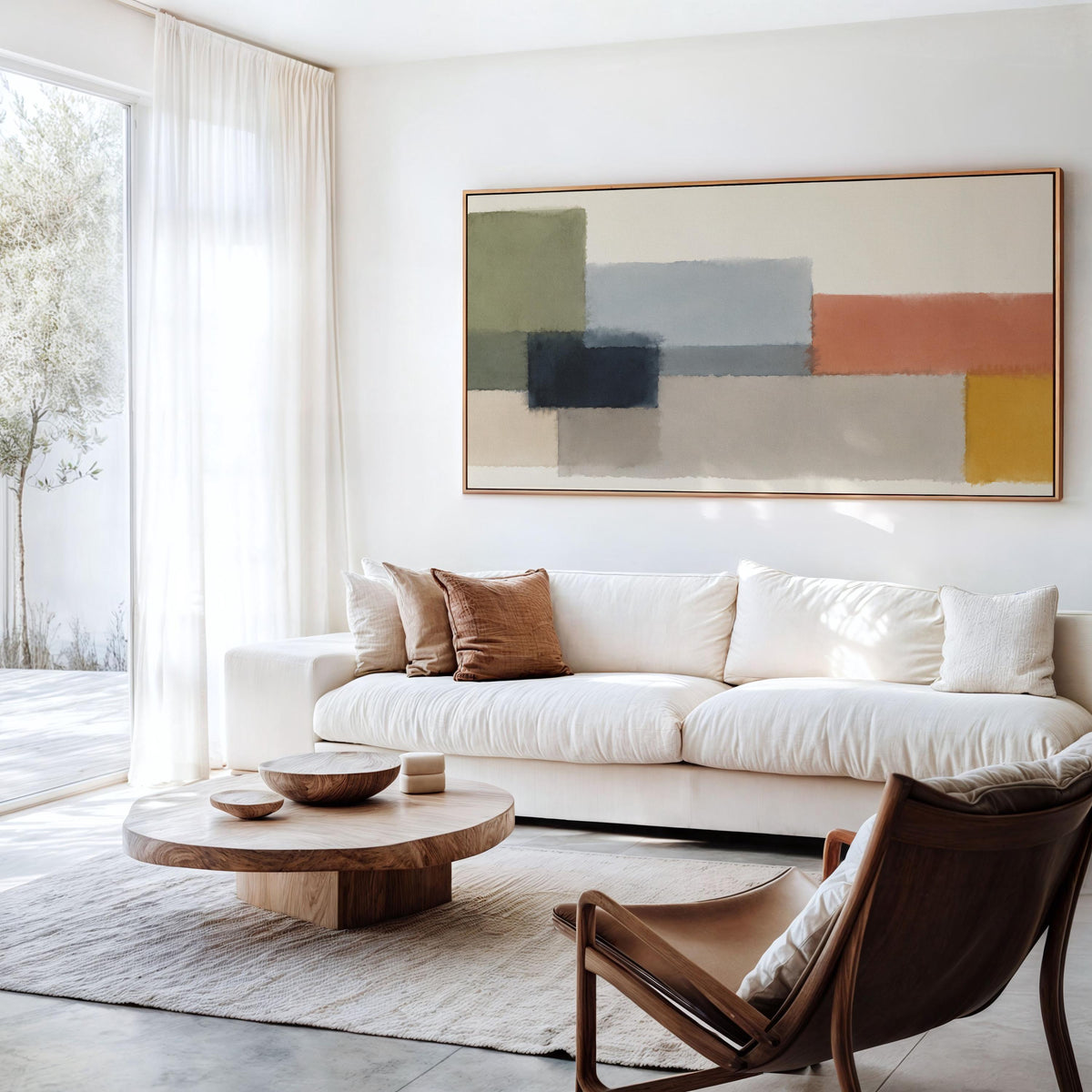 Mark Rothko Style Wall Art, Large Horizontal Framed Canvas Print for Entryway, Colorful Abstract Decor,  ART485