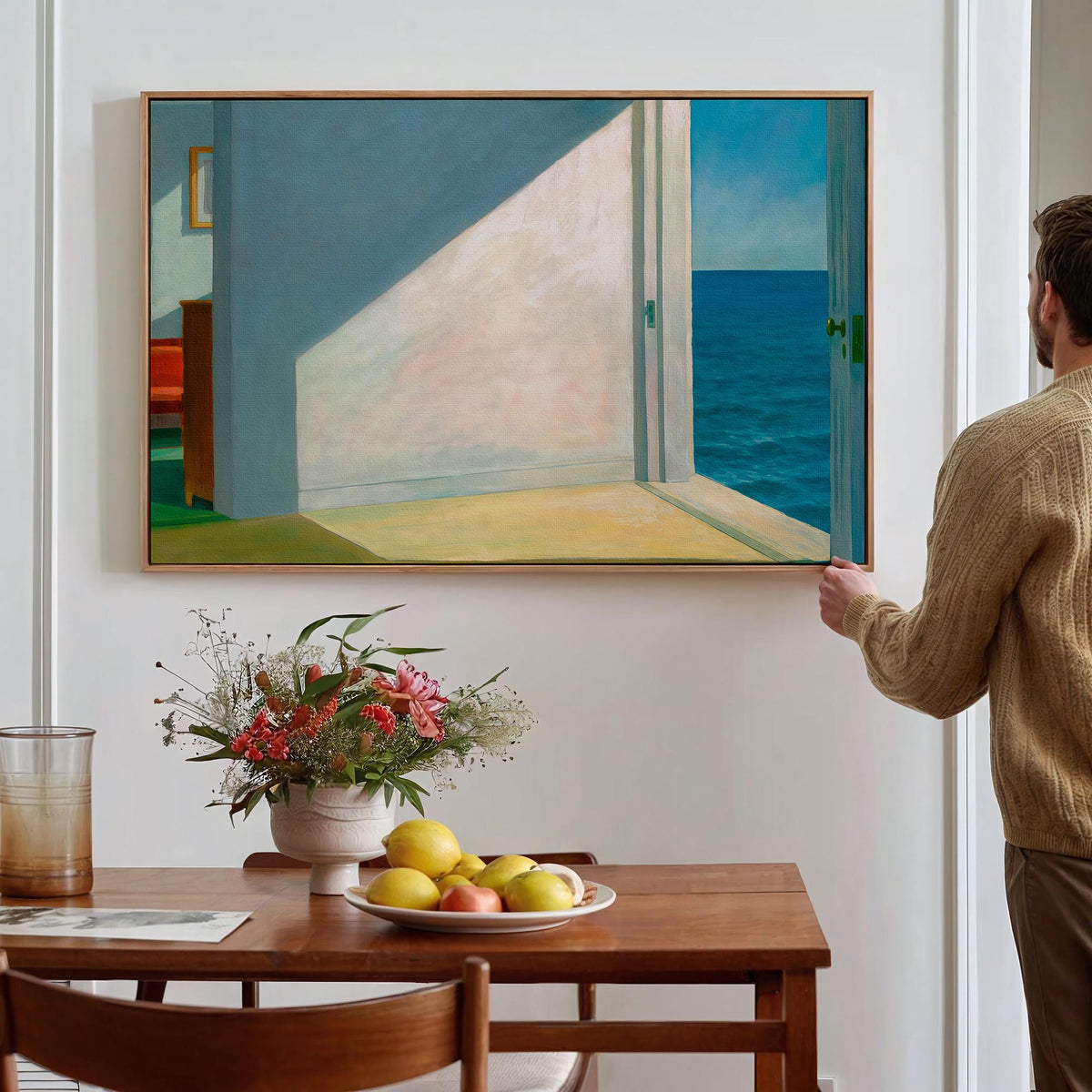 Edward Hopper, Rooms by the Sea (1951) - Wall Art for Living Room, Large Horizontal Canvas Framed Art