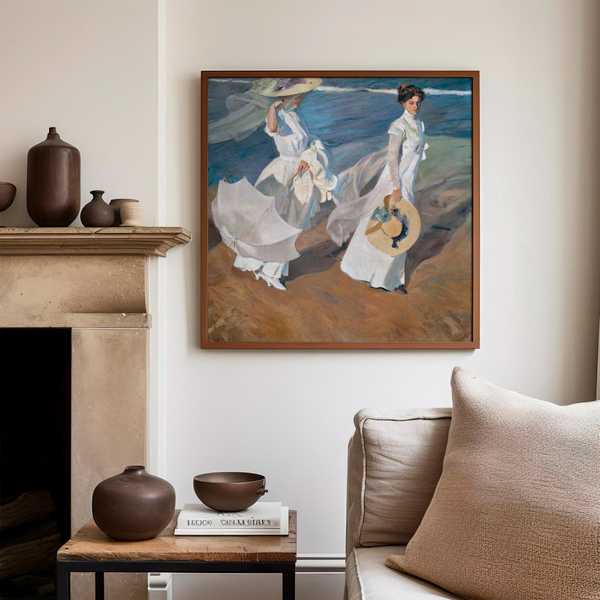 Joaquín Sorolla, Walk on the Beach 1909 - Impressionist Landscape Print, Coastal Seascape Art, Soft Color Wall Art, Fine
