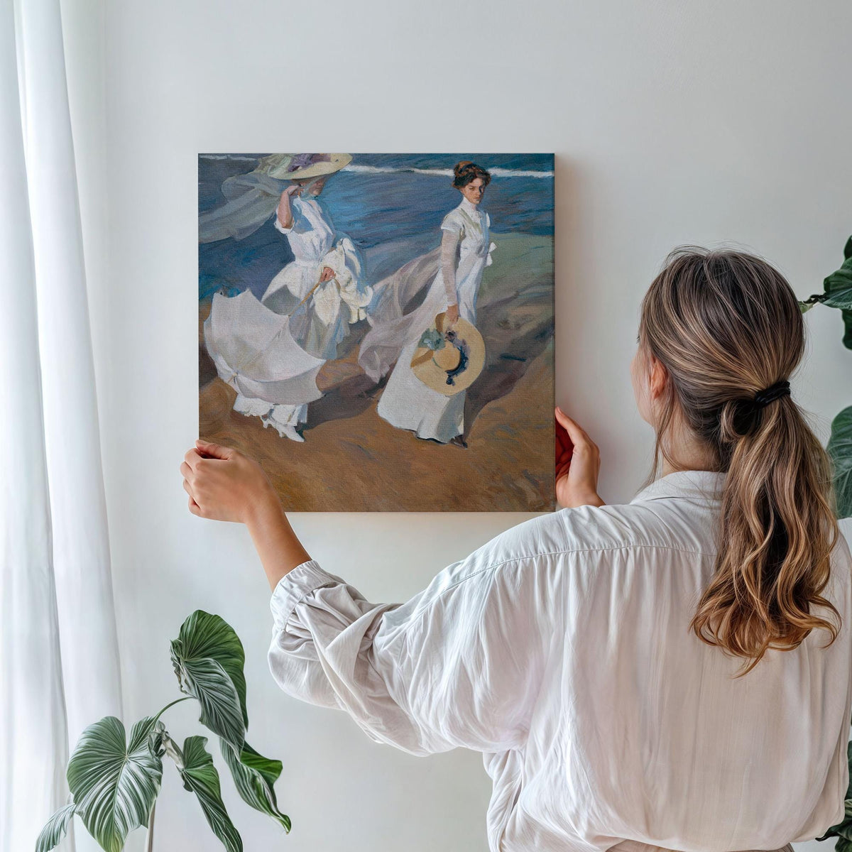 Joaquín Sorolla, Walk on the Beach 1909 - Impressionist Landscape Print, Coastal Seascape Art, Soft Color Wall Art, Fine