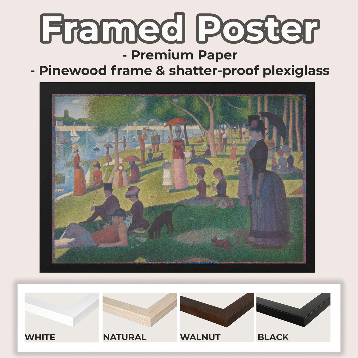 Georges Seurat A Sunday on La Grande Jatte, Pointillism Wall Art, Pointillism Art, Park Wall Art, Museum Canvas or Poste
