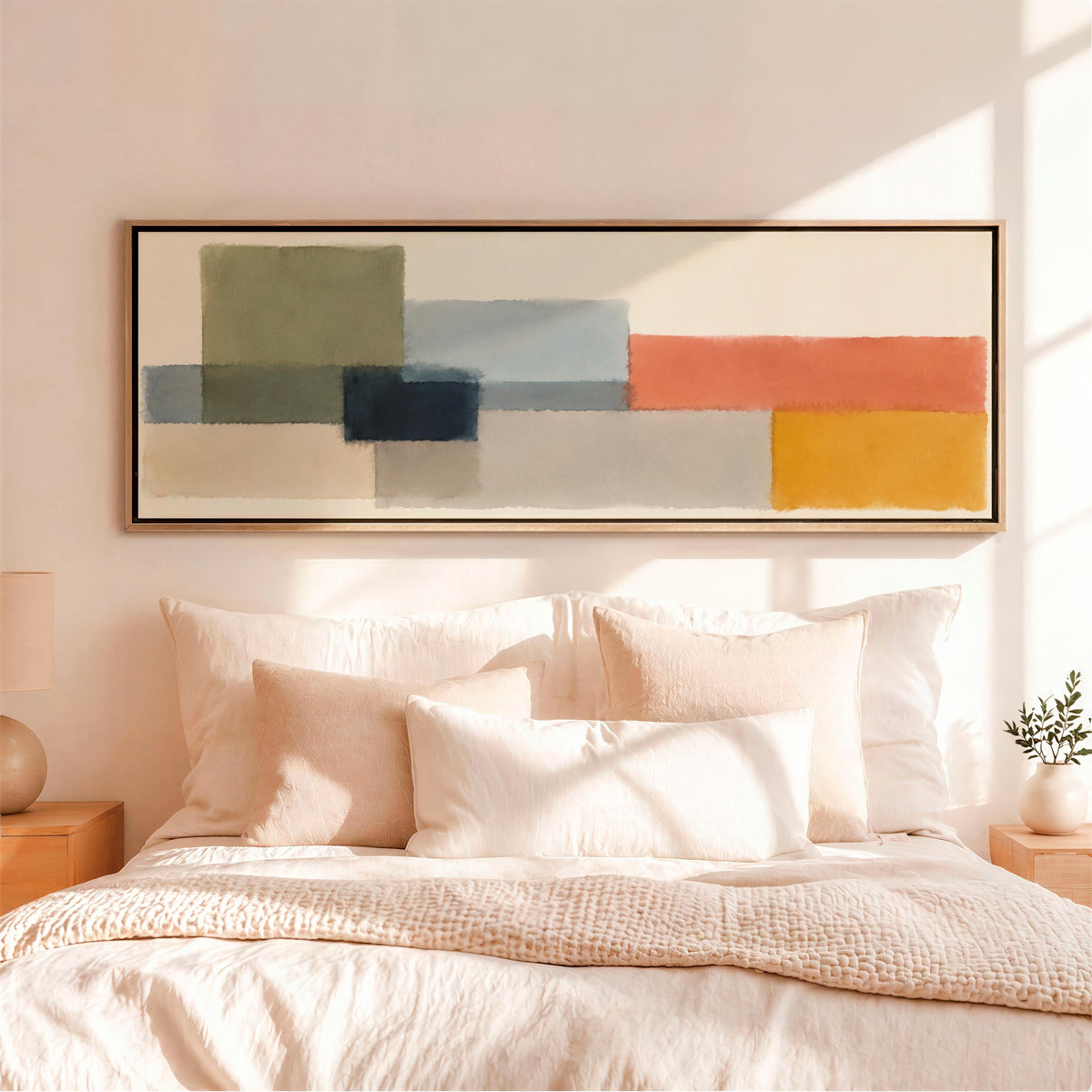 Mark Rothko Style Wall Art, Large Horizontal Framed Canvas Print for Entryway, Colorful Abstract Decor,  ART485