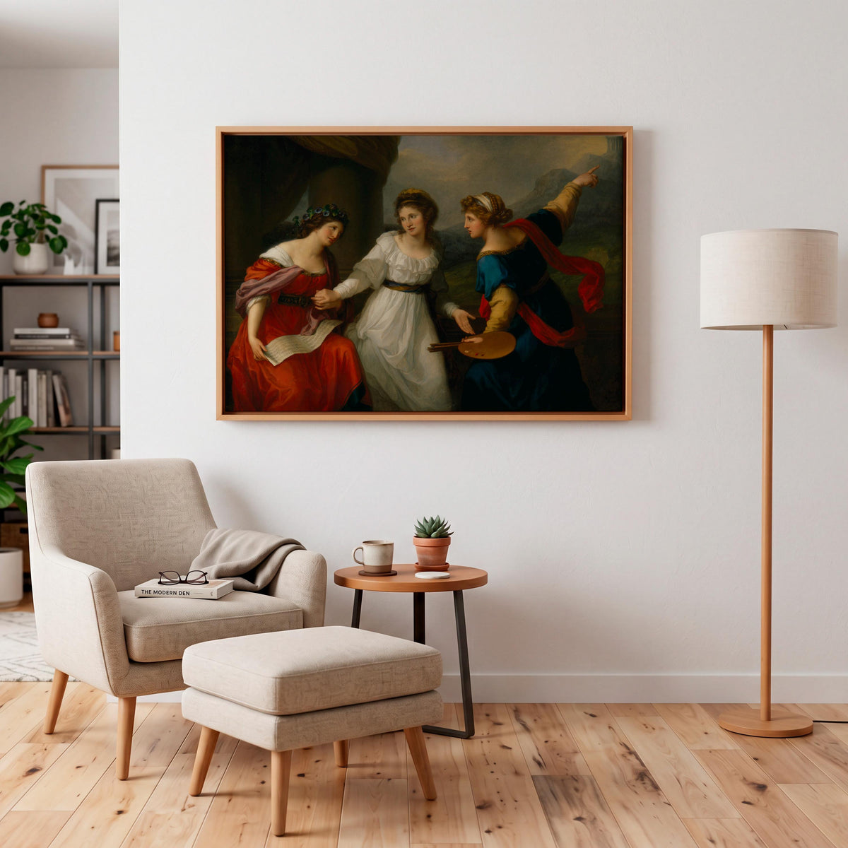 Neoclassical Art, Female Artist Art, Reproduction of Self-Portrait Hesitating Between Music and Painting by Angelica Kau