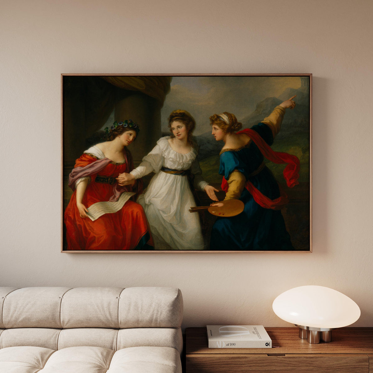 Neoclassical Art, Female Artist Art, Reproduction of Self-Portrait Hesitating Between Music and Painting by Angelica Kau
