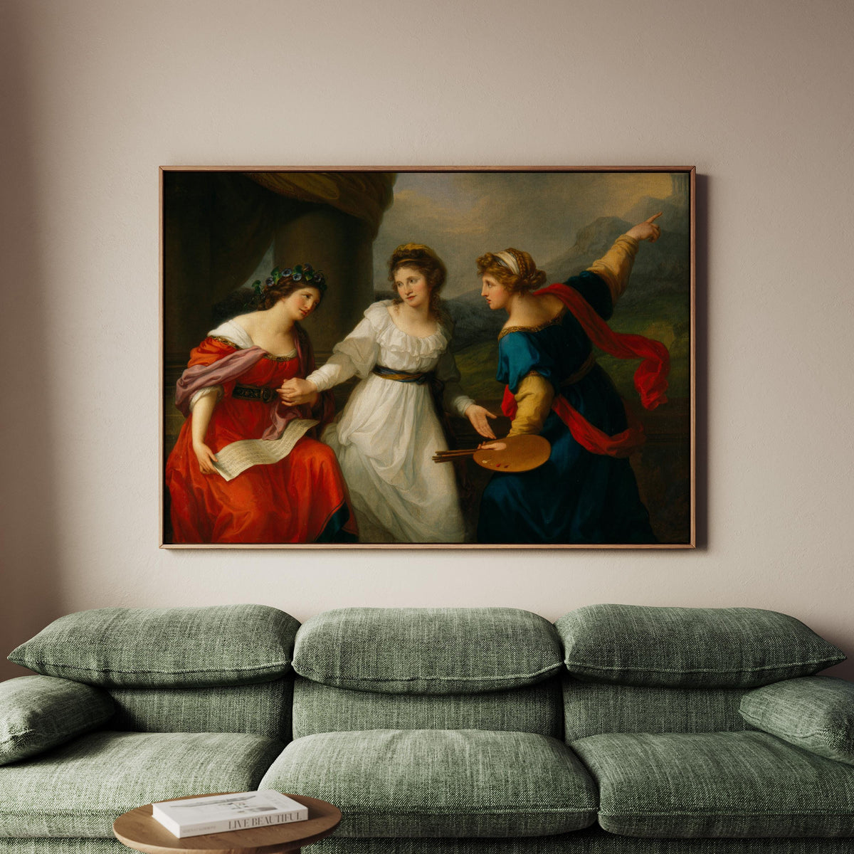 Neoclassical Art, Female Artist Art, Reproduction of Self-Portrait Hesitating Between Music and Painting by Angelica Kau