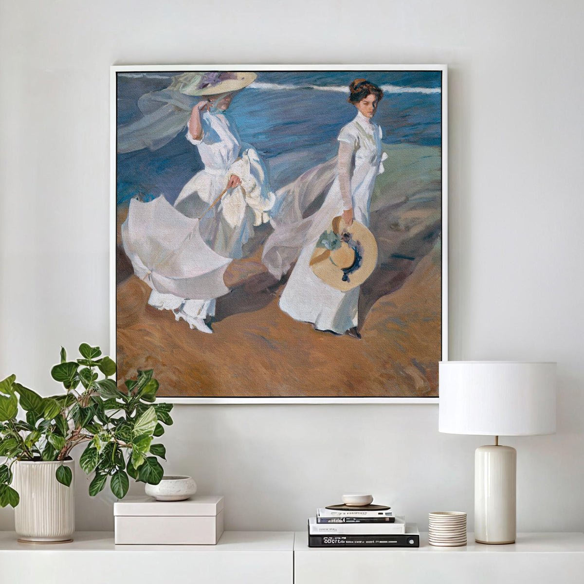 Joaquín Sorolla, Walk on the Beach 1909 - Impressionist Landscape Print, Coastal Seascape Art, Soft Color Wall Art, Fine
