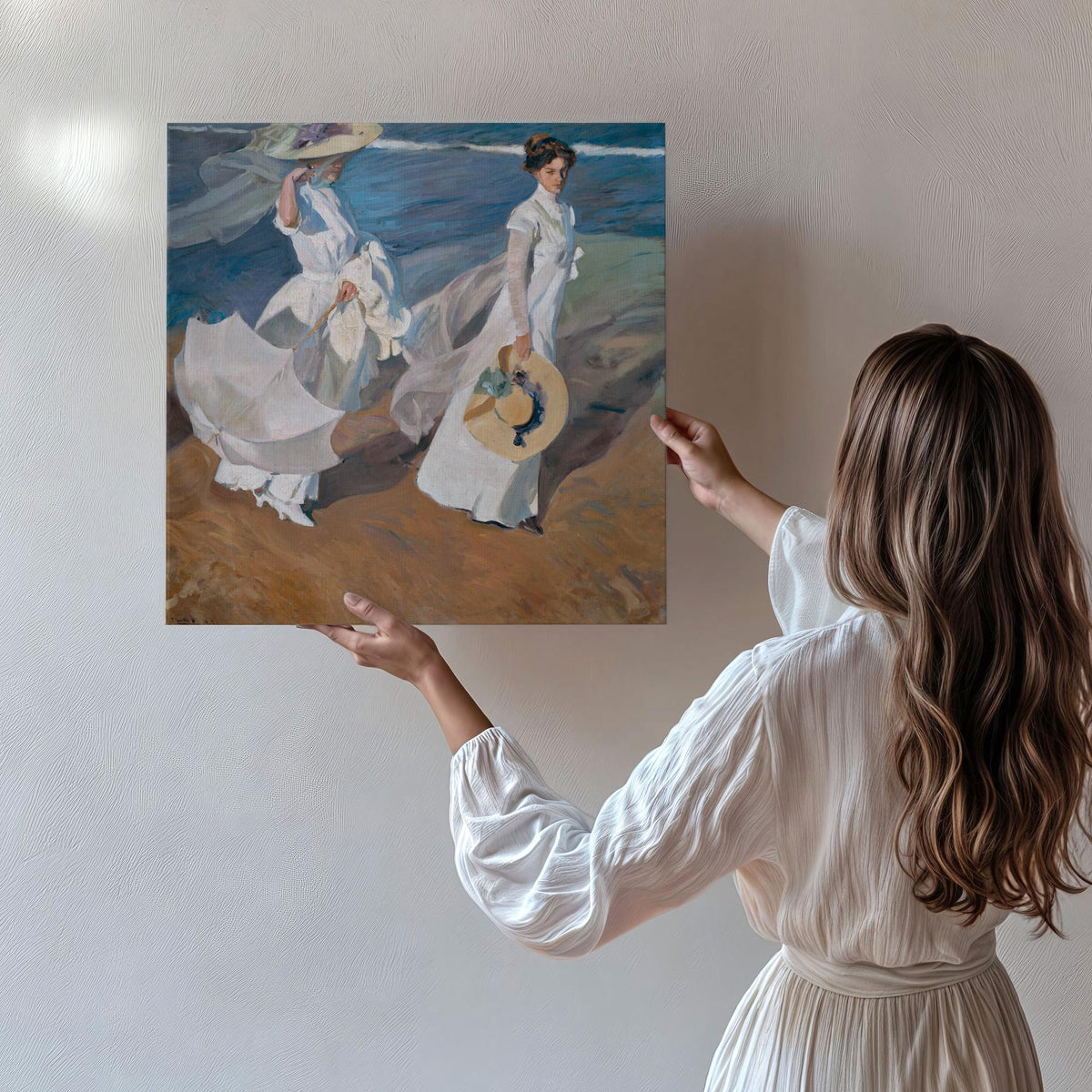 Joaquín Sorolla, Walk on the Beach 1909 - Impressionist Landscape Print, Coastal Seascape Art, Soft Color Wall Art, Fine