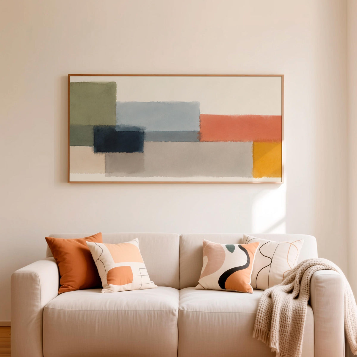 Mark Rothko Style Wall Art, Large Horizontal Framed Canvas Print for Entryway, Colorful Abstract Decor,  ART485