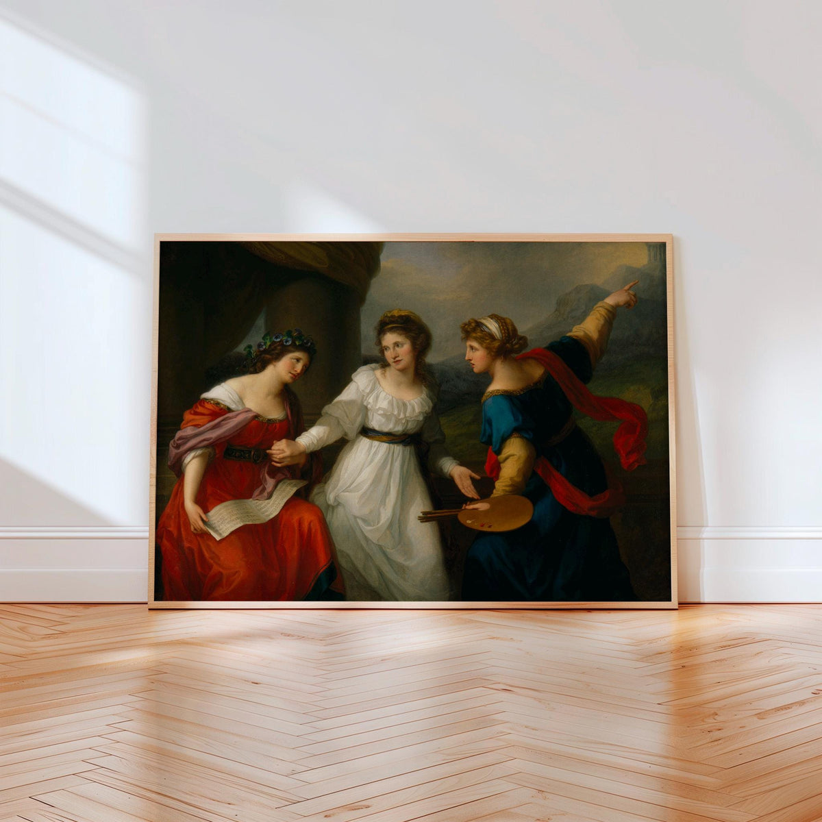 Neoclassical Art, Female Artist Art, Reproduction of Self-Portrait Hesitating Between Music and Painting by Angelica Kau