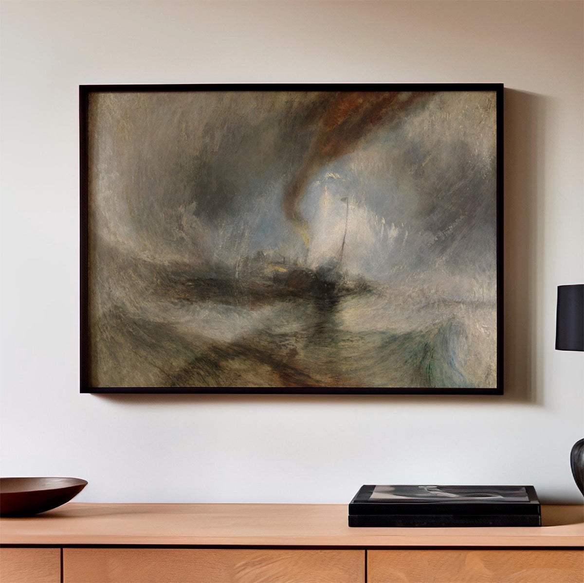 J.M.W. Turner Snow Storm - Steam-Boat off a Harbour's Mouth - Abstract Seascape Art - Framed Canvas Print - Nautical