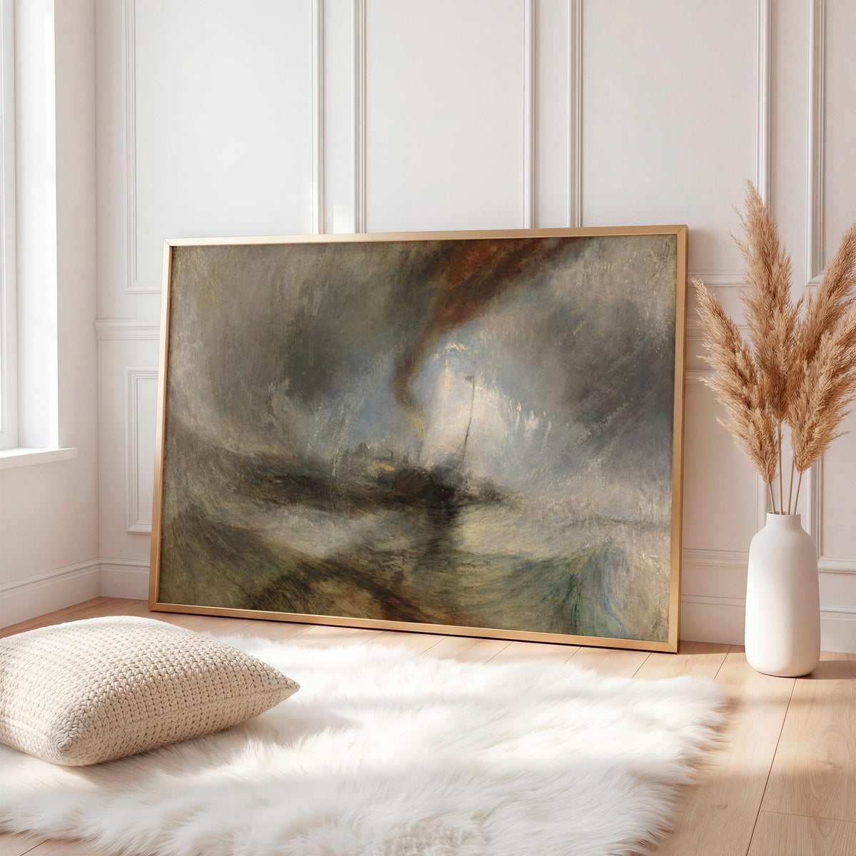 J.M.W. Turner Snow Storm - Steam-Boat off a Harbour's Mouth - Abstract Seascape Art - Framed Canvas Print - Nautical
