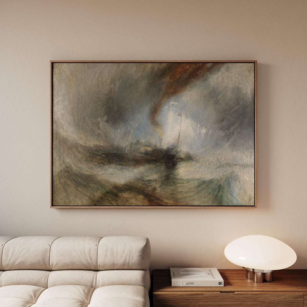 J.M.W. Turner Snow Storm - Steam-Boat off a Harbour's Mouth - Abstract Seascape Art - Framed Canvas Print - Nautical