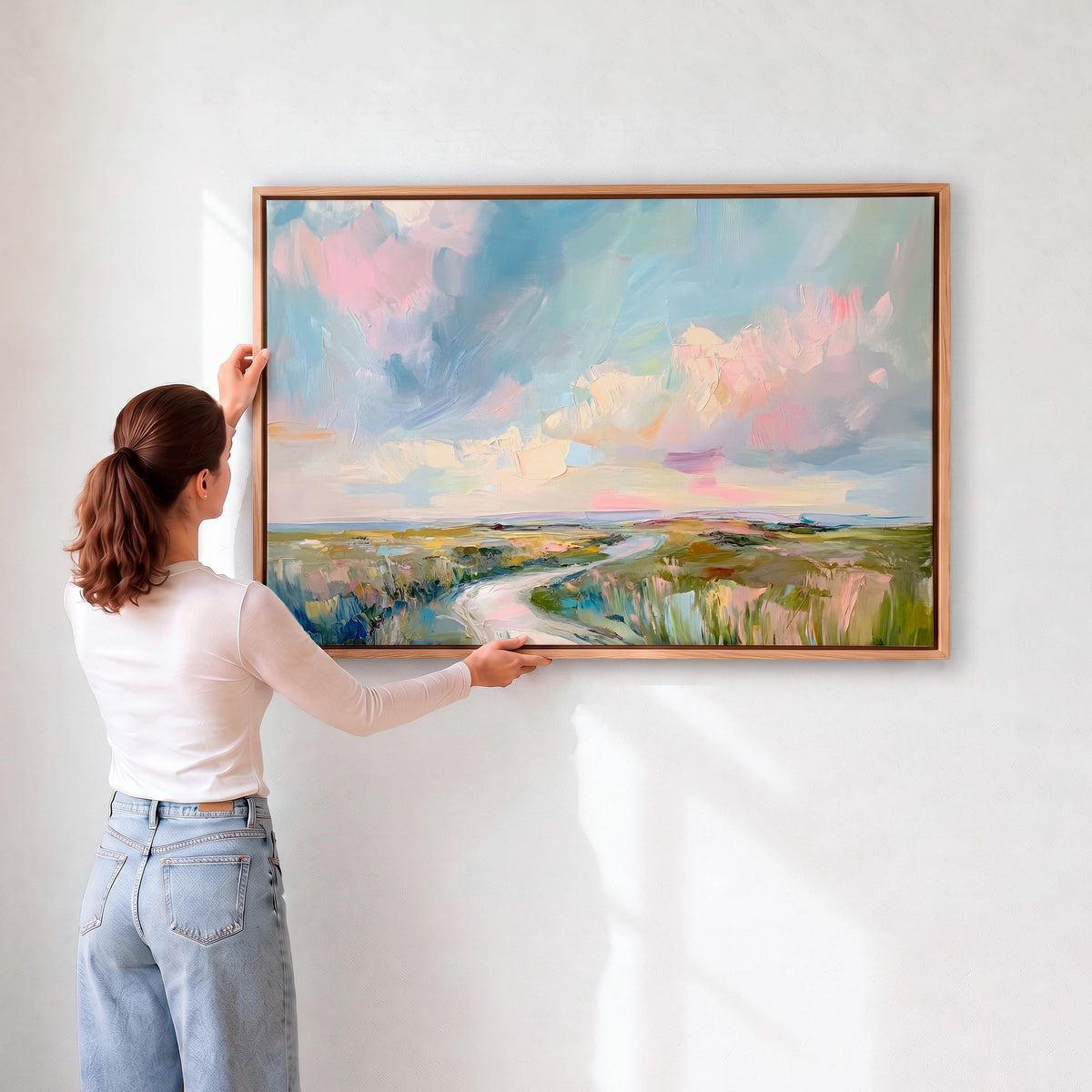 Art Lowcountry Painting Print, Marsh and Sky Landscape Decor, Coastal Grandmother Wall Art with Rich Brushstrokes and Pa