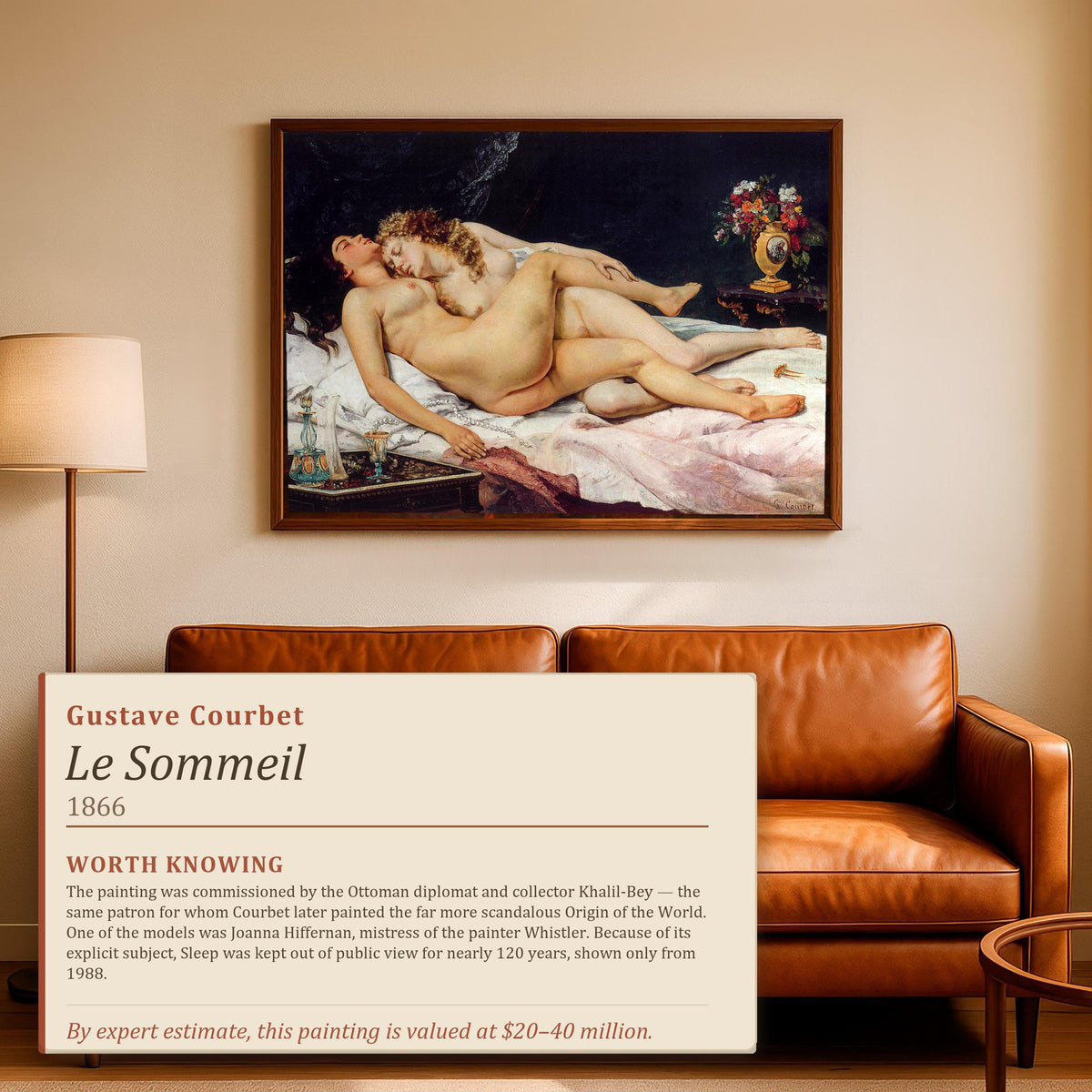 Gustave Courbet - The Sleepers, Le Sommeil. Sensual bedroom wall art, Lesbian Art, Couple canvas art, Living room wall a