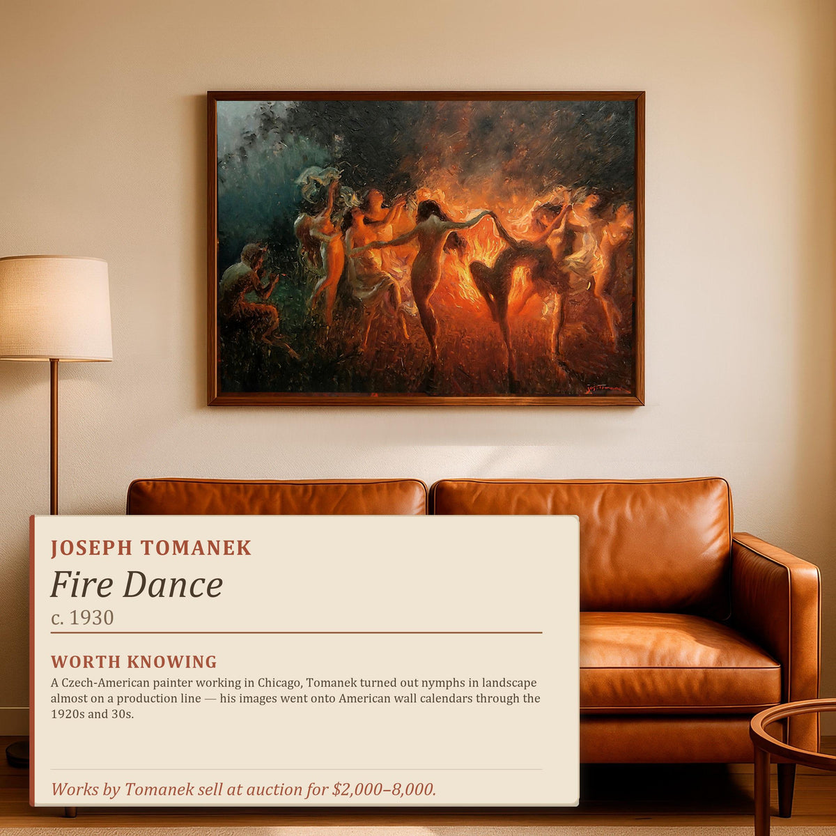 Joseph Tomanek - Fire Dance, Print on Canvas, Poster Print, Bedroom Art, Mystical Women, Witch Art Print, Witch Woman, B