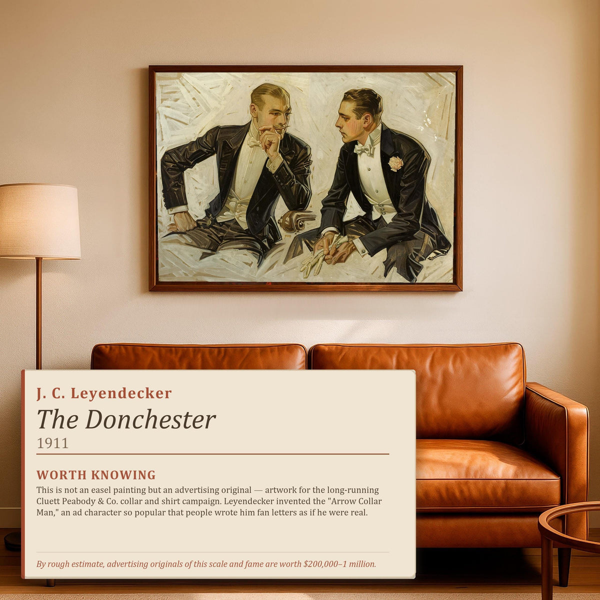 J. C. Leyendecker - The Donchester, the Cluett Dress Shirt. Print on canvas, Art deco art, Vintage decor, Leyendecker wa