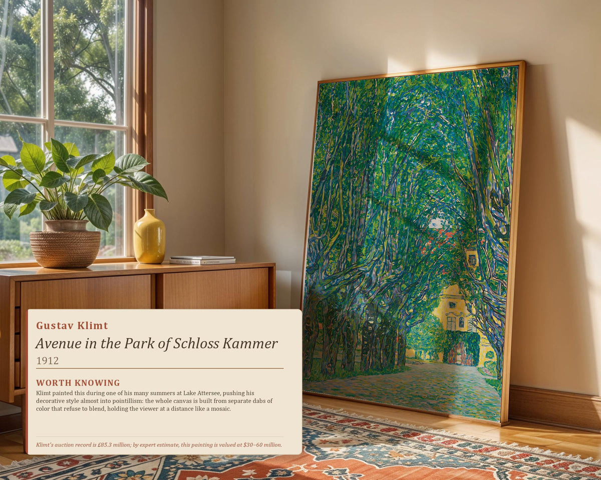 Gustav Klimt, Avenue to Schloss Kammer - green landscape wall art, framed canvas print, vintage art, minimalist decor, g