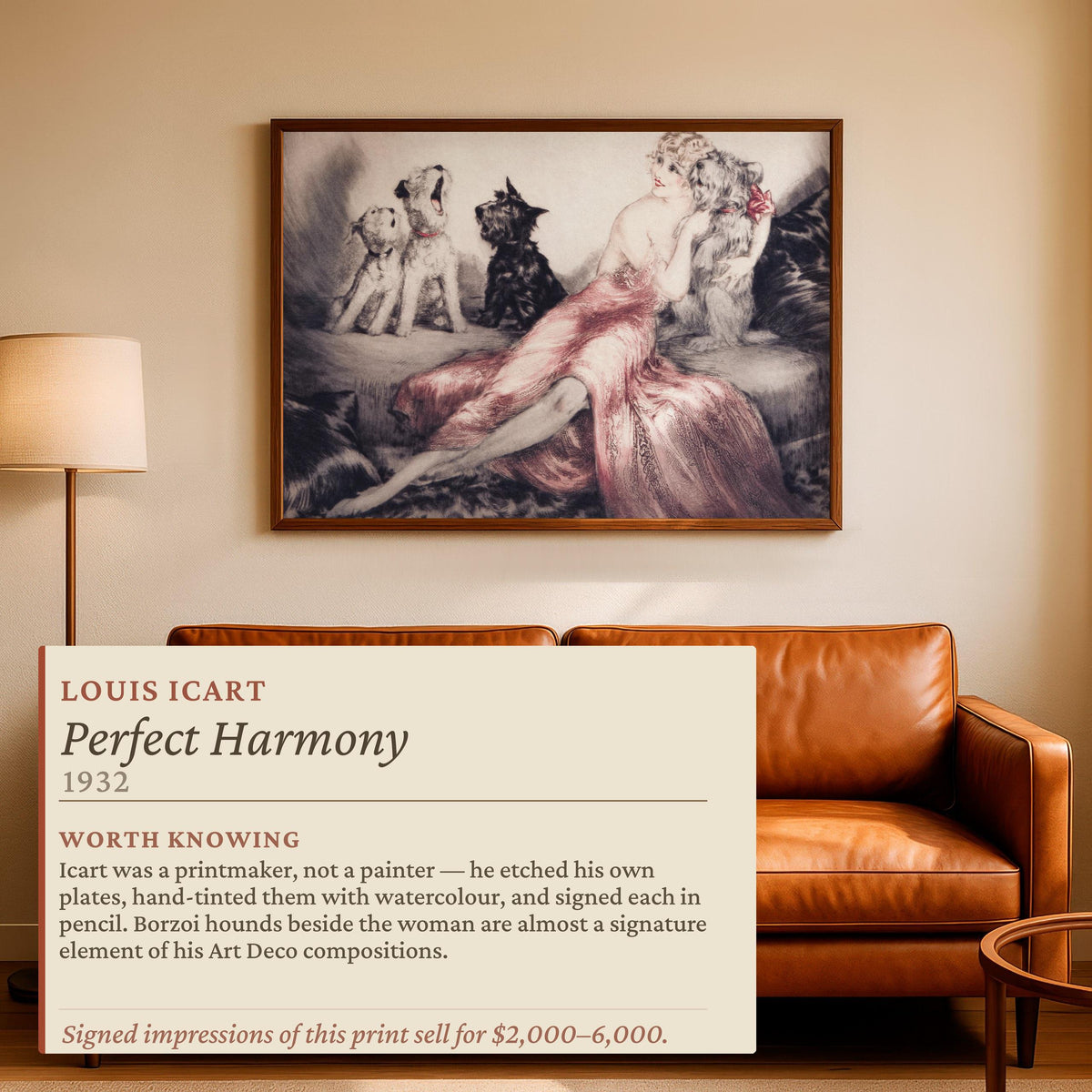 Louis Icart, Perfect Harmony - art deco wall art, elegant home decor, vintage female portrait, classic canvas print, sty