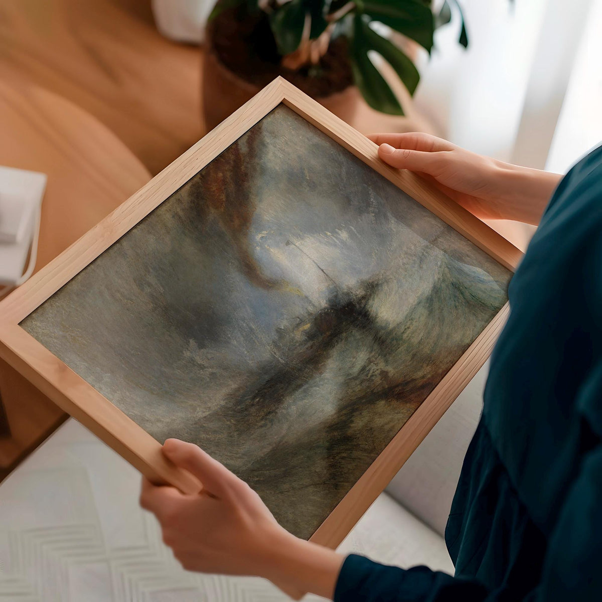 J.M.W. Turner Snow Storm - Steam-Boat off a Harbour's Mouth - Abstract Seascape Art - Framed Canvas Print - Nautical