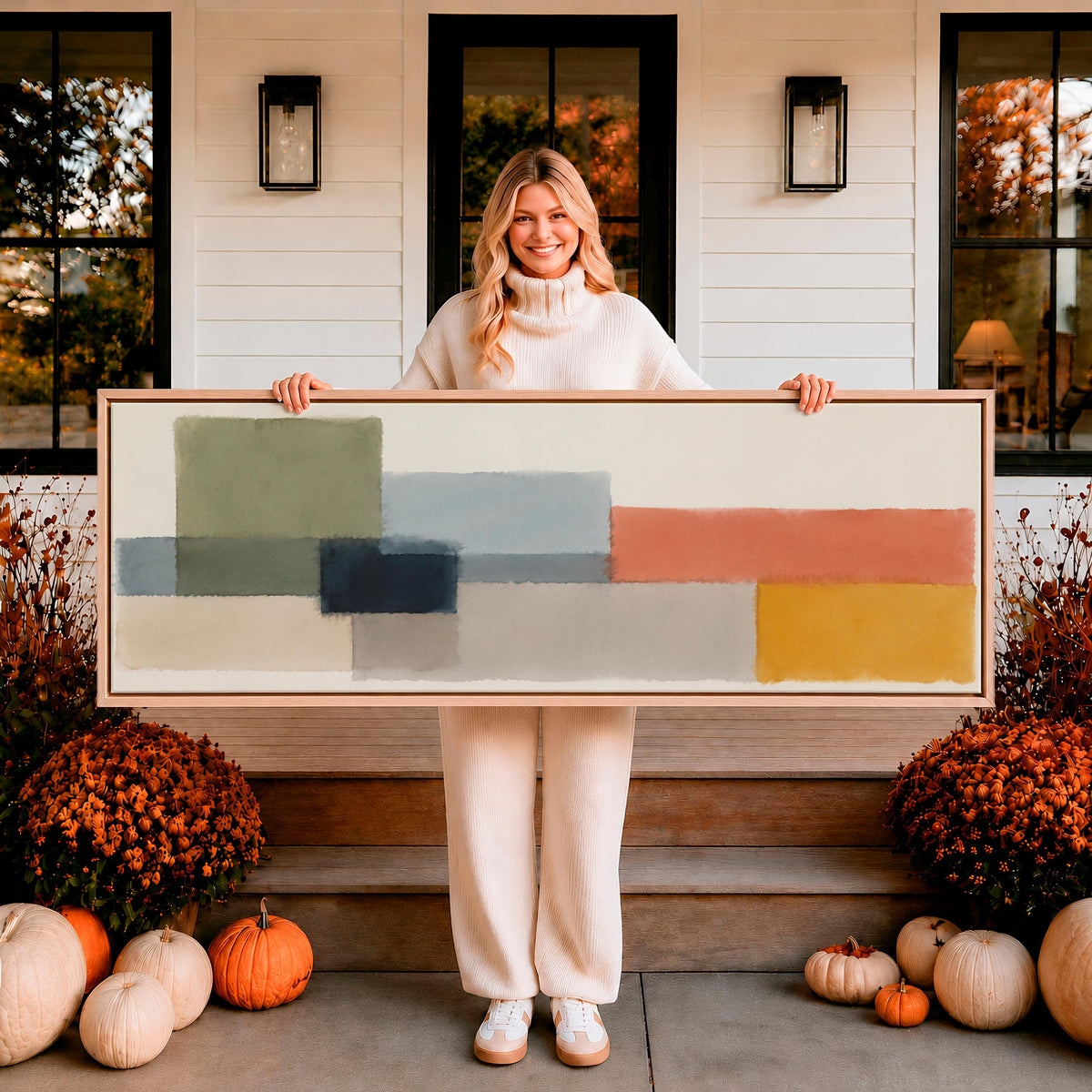 Mark Rothko Style Wall Art, Large Horizontal Framed Canvas Print for Entryway, Colorful Abstract Decor,  ART485