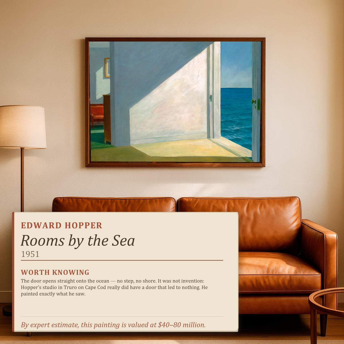 Edward Hopper, Rooms by the Sea (1951) - Framed Canvas Print, Minimalist Seaside Interior, Large Wall Decor