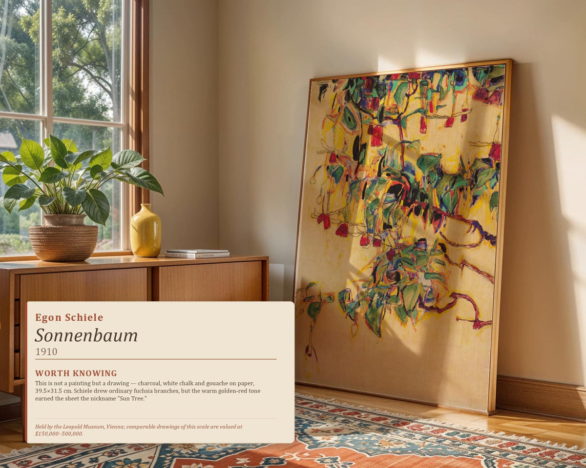 Egon Schiele - Sonnenbaum. Kitchen wall art, Schiele art print, Nature poster, Famous art, Painting on canvas, Bedroom d
