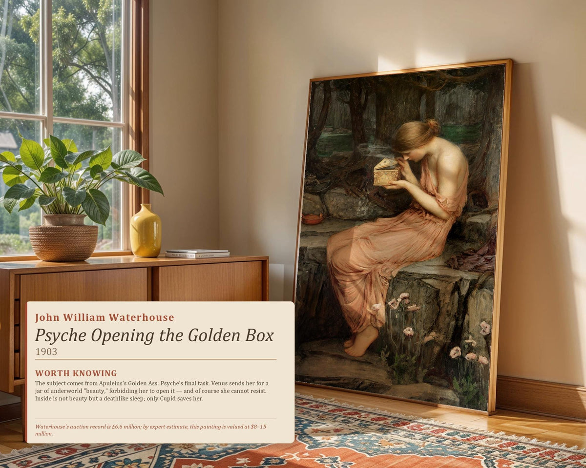 John William Waterhouse - Psyche Opening the Golden Box. Waterhouse poster print, Giclee canvas, Gallery wrapped, Beauti