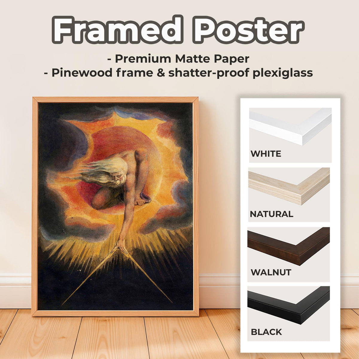 William Blake - The Ancient of Days. Bedroom decor, Print on canvas, Poster print, Giclee canvas, Canvas art print, Gall