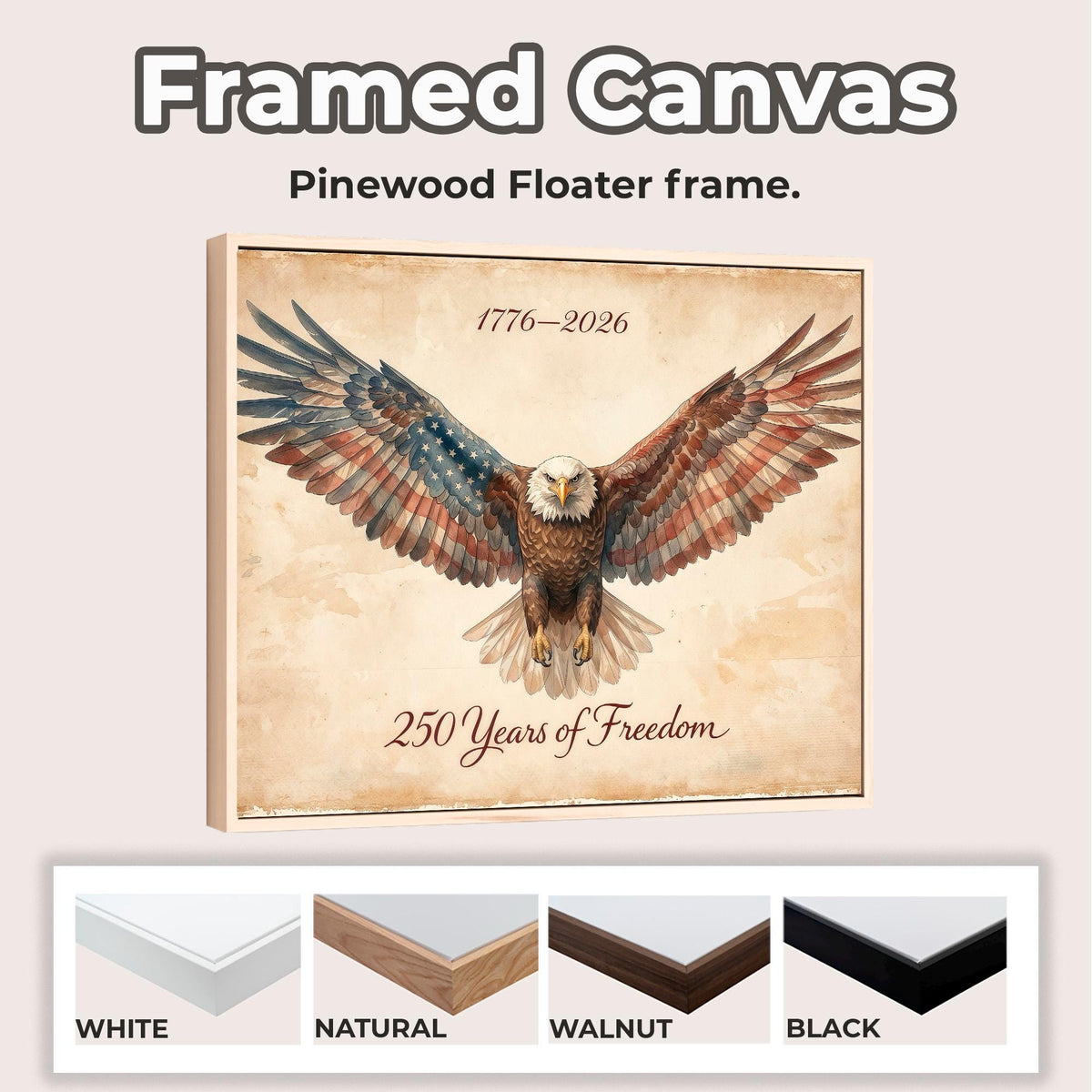 USA 250 anniversary Bald Eagle Wall Art, 1776-2026 Semiquincentennial, Patriotic Eagle Decor, America 250 Wall Art for H