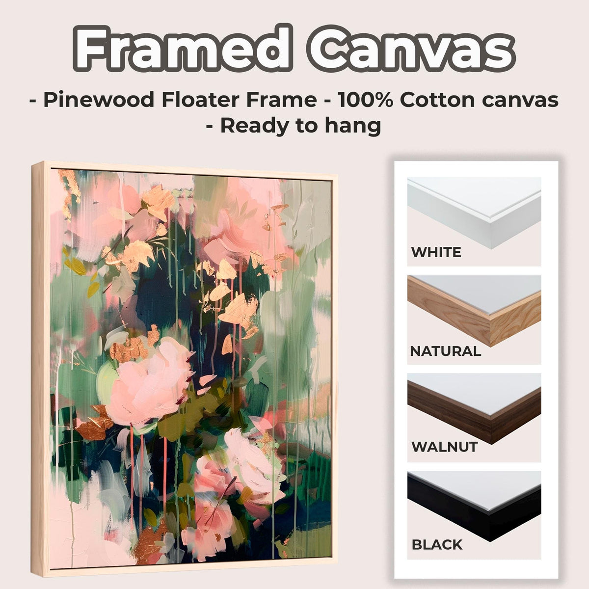 Abstract Floral Wall Art Print, Blush Pink and Sage Green Modern Shapes, Contemporary Living Room Decor, ART118