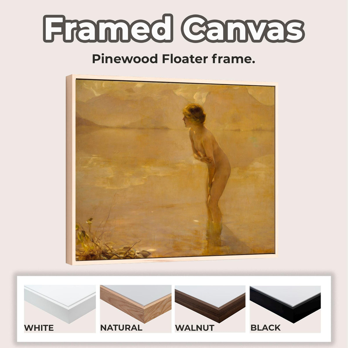 Paul Chabas - September Morn. Living room wall art, Canvas art, Sensual art, Water nymph poster, Magic woman print, Larg