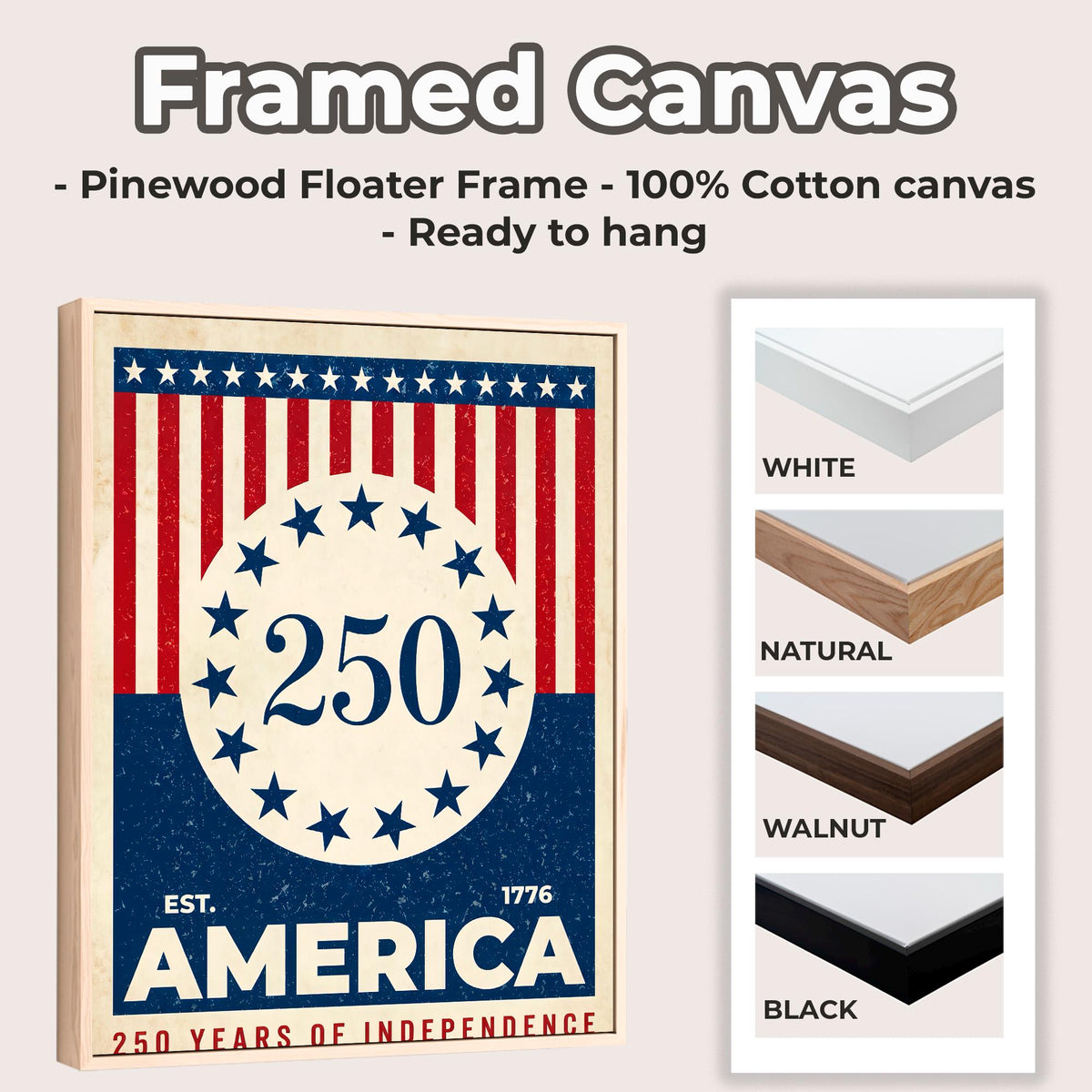USA 250 anniversary 250 Years of Independence, America 250 wall art, United States Patriotic Poster, Stars and Stripes P