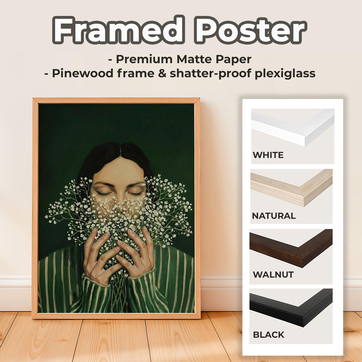 Minimalist Emerald Green Woman Poster, Abstract Japandi Art Print, Tranquil Modern Home Wall Decor, ART62