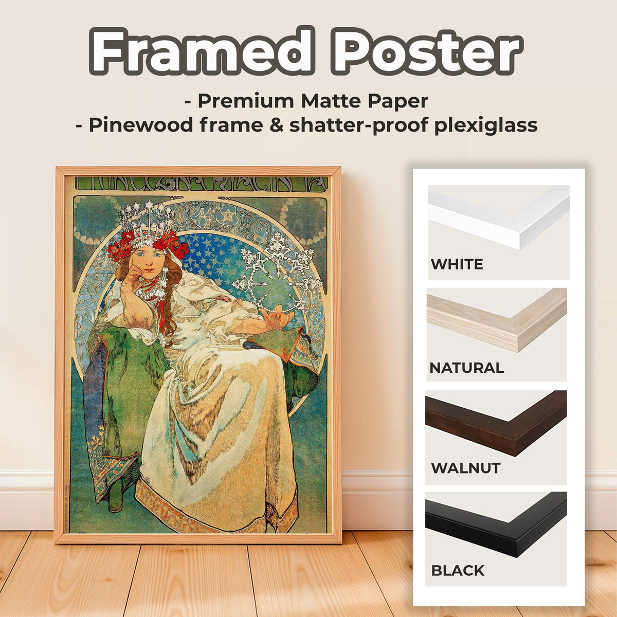 Alphonse Mucha, Princess Hyacinth 1911 - Art Nouveau Ballet Poster, Portrait Wall Art, Vintage Decor for Bedroom, Canvas