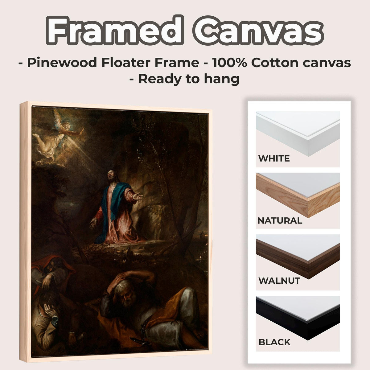 Titian - Agony in the Garden 1562 - Renaissance Biblical Canvas Print, Sacred Night Prayer Art, Classic Religious Wall A
