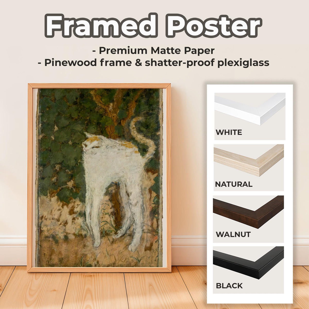 Pierre Bonnard - The White Cat. Giclee canvas, Fine art prints, Cat poster print, Classic wall art, Canvas painting, Cat