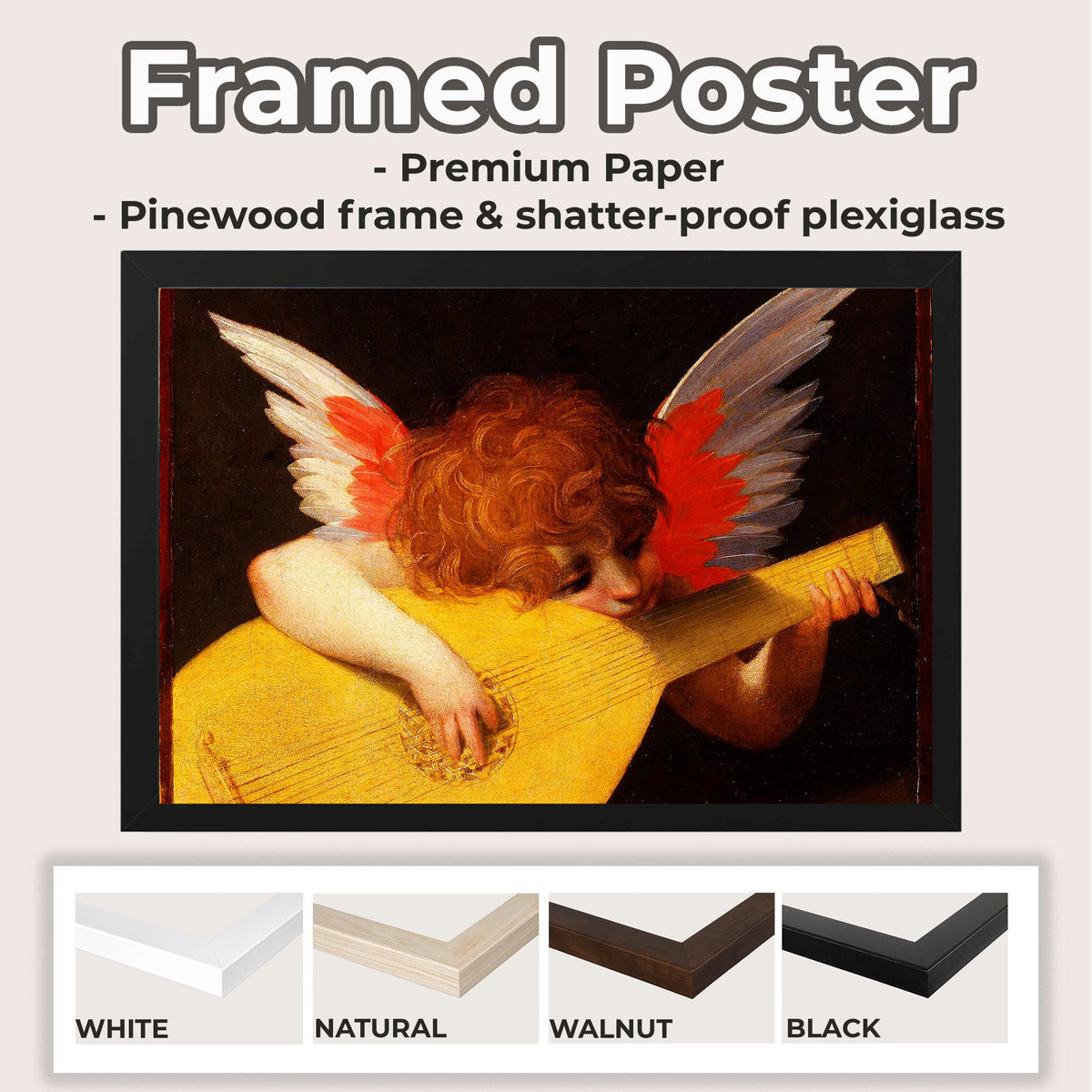 Rosso Fiorentino - Playing putto, Musical Angel. Canvas reproduction, Classic wall art, Fine art prints, Canvas painting