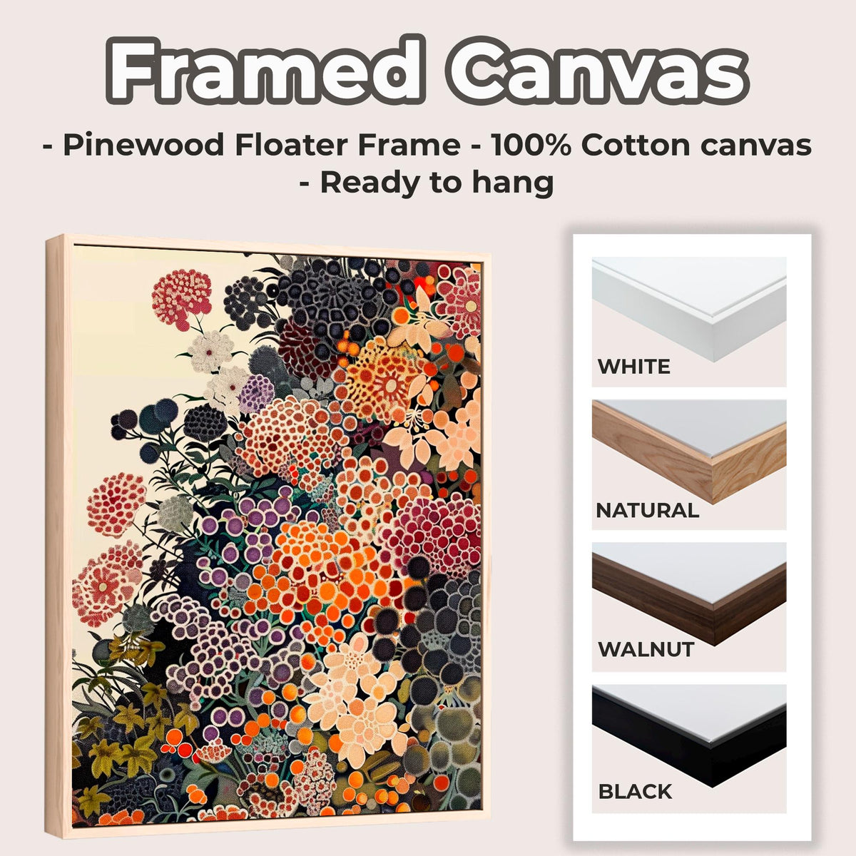 Yayoi Kusama Inspired Wildflower Poster, Abstract Botanical Floral Print, Unframed Japandi Wall Decor For Modern Living 
