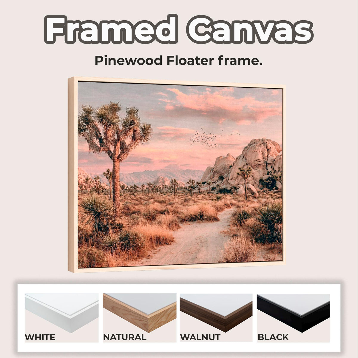 Framed Joshua Tree Canvas Print, California Desert Landscape Photography, Modern Nature Wall Art, ART196