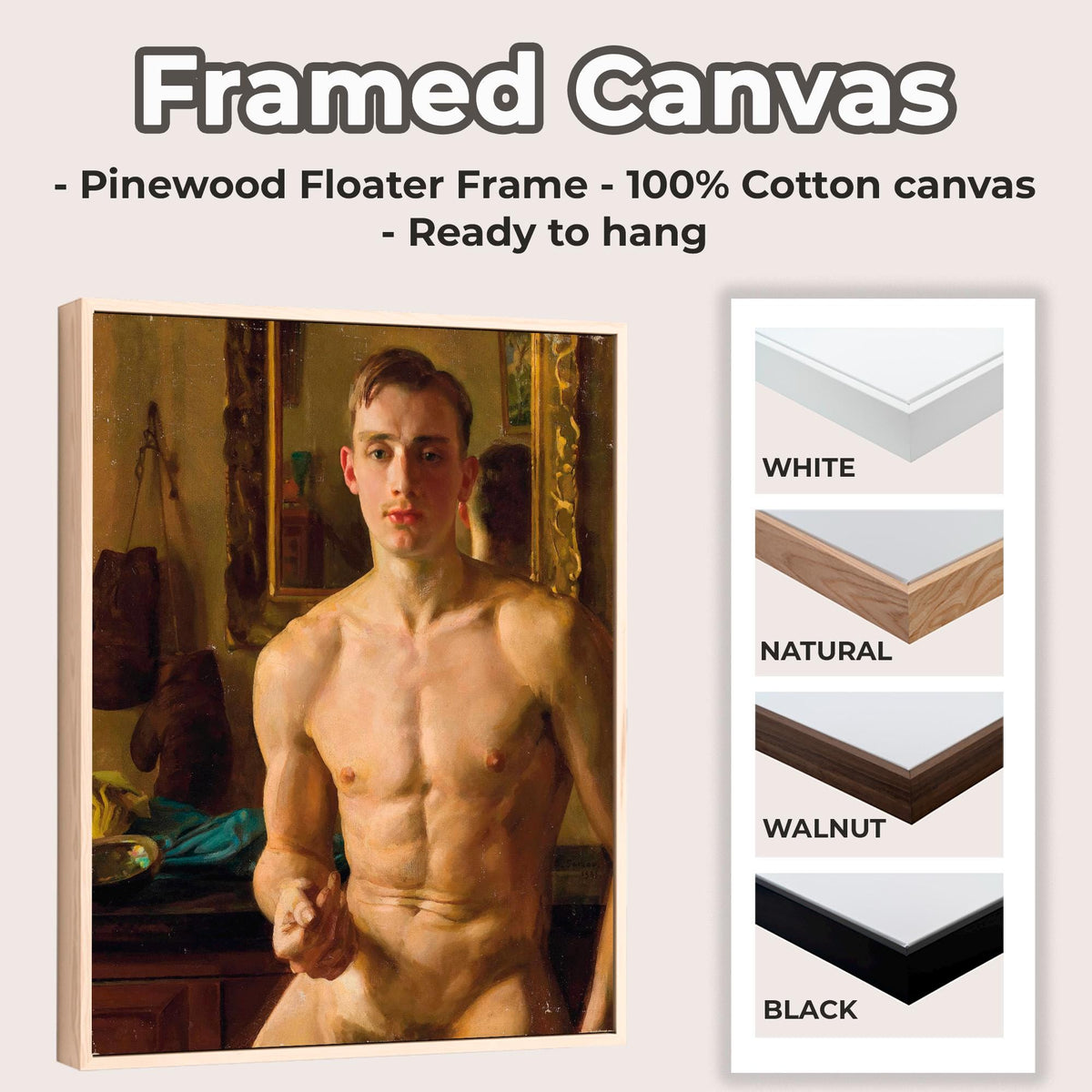 Konstantin Somov - The Boxer. Print on canvas, Sensual poster, Classic wall art, Living room wall art, Giclee canvas, Ca
