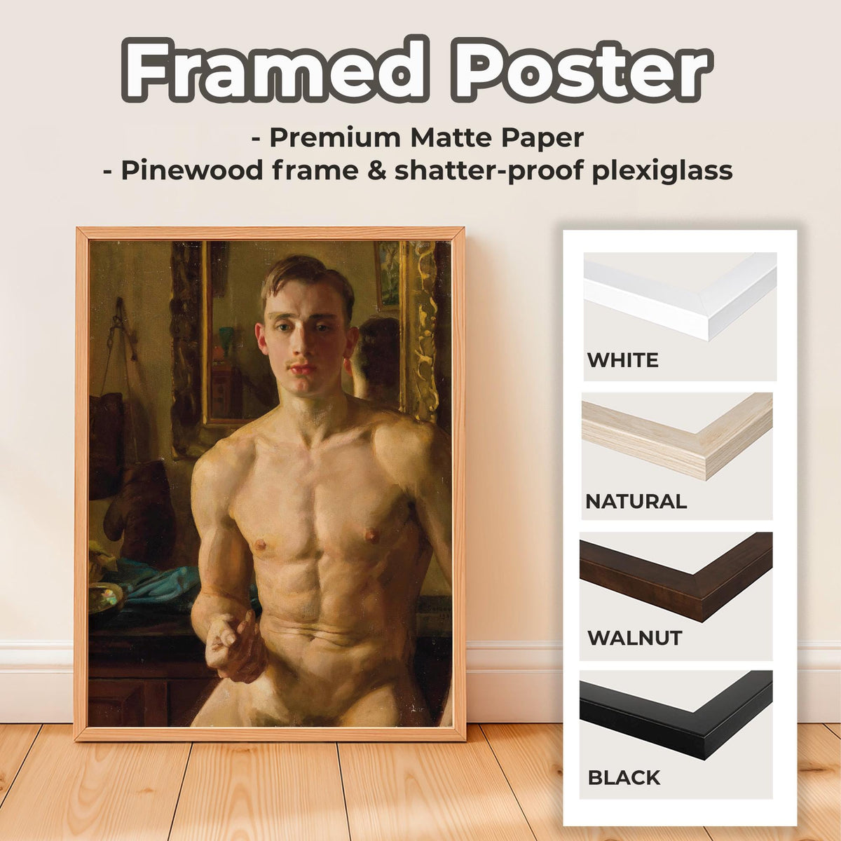 Konstantin Somov - The Boxer. Print on canvas, Sensual poster, Classic wall art, Living room wall art, Giclee canvas, Ca